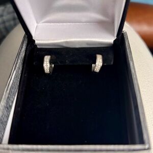 10K white gold diamond pave earrings